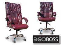 Офисное массажное кресло EGO BOSS EG1001 Maroon в комплектации ELITE натуральная кожа - магазин СпортДоставка. Спортивные товары интернет магазин в Новошахтинске 